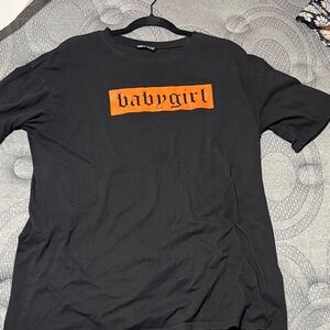 SHEIN Black Tee with Orange Graphic